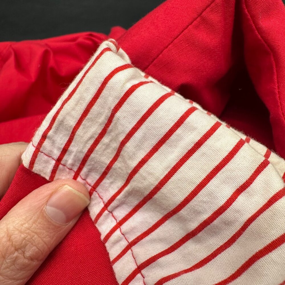 Vintage Jacket Small Herman Kay Red Detachable Hooded Stripes Long Retro 1980s - Picture 9 of 10